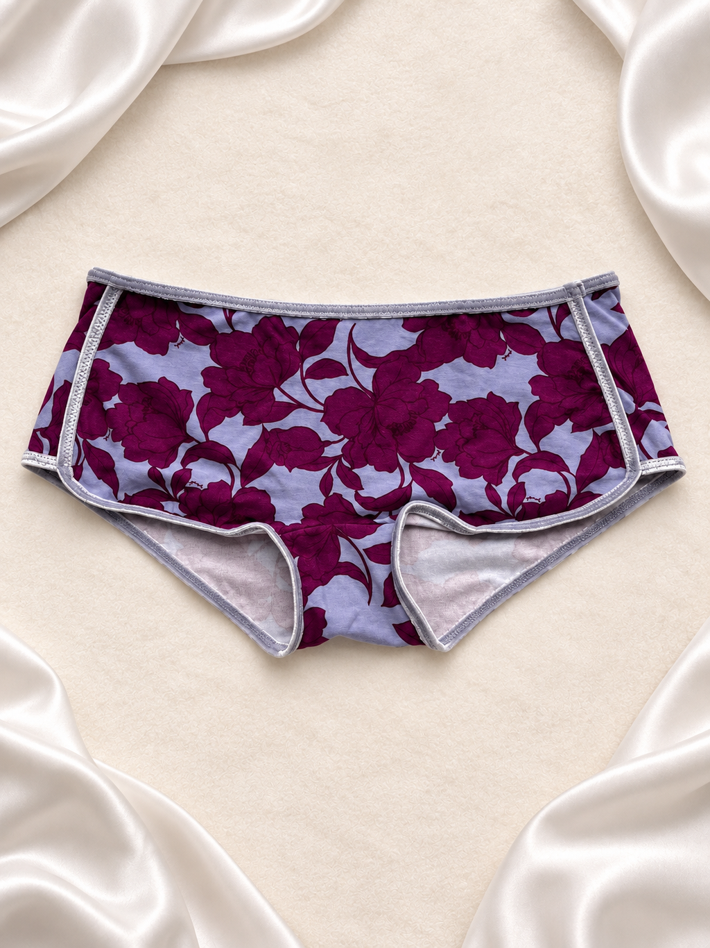Panti bóxer floral bordó, frente