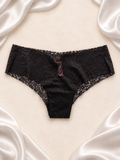 Panti negro de encaje con detalle rosa, vista dos