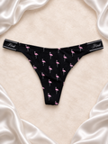 Panti Pink negro con estampado de flamencos, vista dos