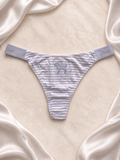 Panti Pink rayado gris con logo perrito, vista dos