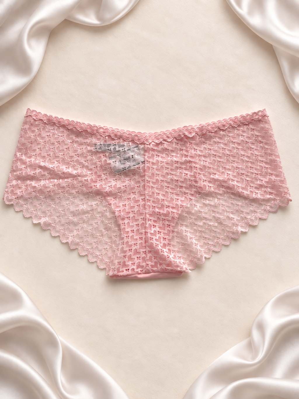 Panti short de encaje rosa, vista dos