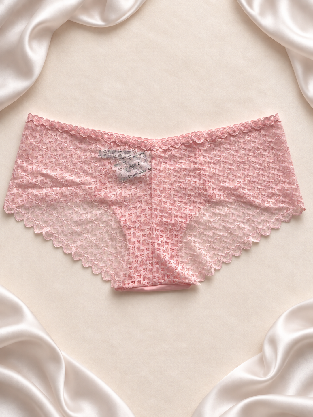 Panti short de encaje rosa, vista dos