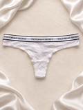 Panti Victoria's Secret blanco con cintura logomanía, vista uno