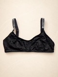 Top V'S Negro con Encaje y Tiras Strass, frente